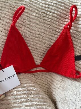 Minimale Animale Red Triangle Knit Bikini Top